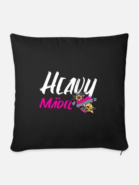 Heavy Mädel Heavy Mädl Heavy Metal Metalfan Rocker - Sofakissen mit Füllung 45 x 45 cm - Schwarz
