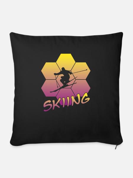 Skiing - Sofakissen mit Füllung 45 x 45 cm - Schwarz