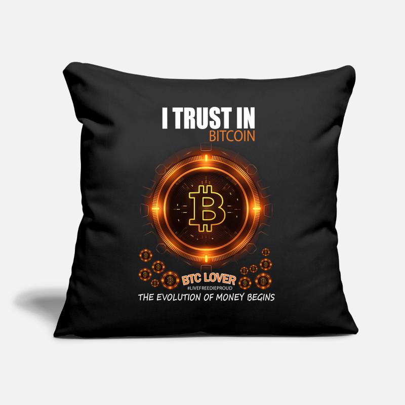JE FAIS CONFIANCE À BITCOIN BTC L’ÉVOLUTION DE L’ARGENT COMMENCE Coussin et housse de 45 x 45 cm
