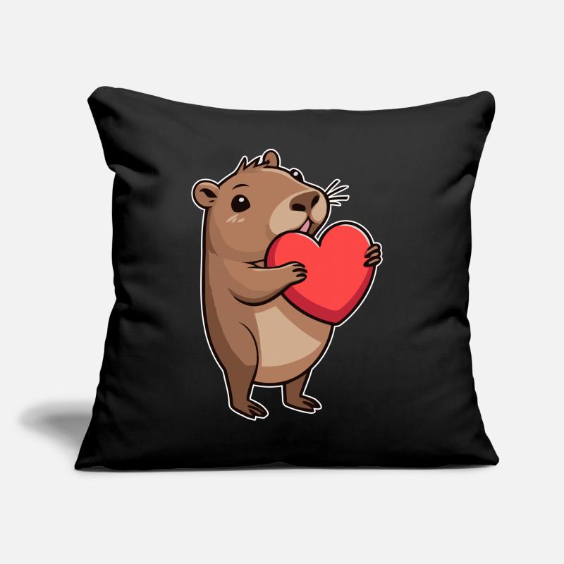 Capybara avec coeur Saint-Valentin Coussin et housse de 45 x 45 cm