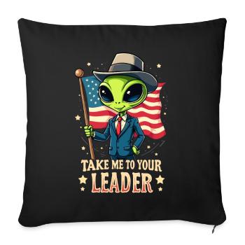 Alien Take Me To Your Leader USA Patriot - Coussin et housse de 45 x 45 cm - noir - Devant