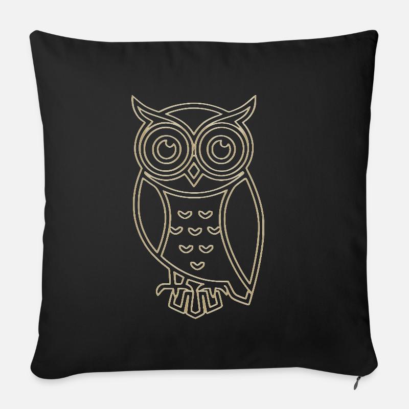 Hibou d’or - Coussin et housse de 45 x 45 cm - noir