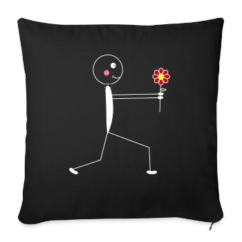 Fleur, amoureux - Coussin et housse de 45 x 45 cm - noir - Devant