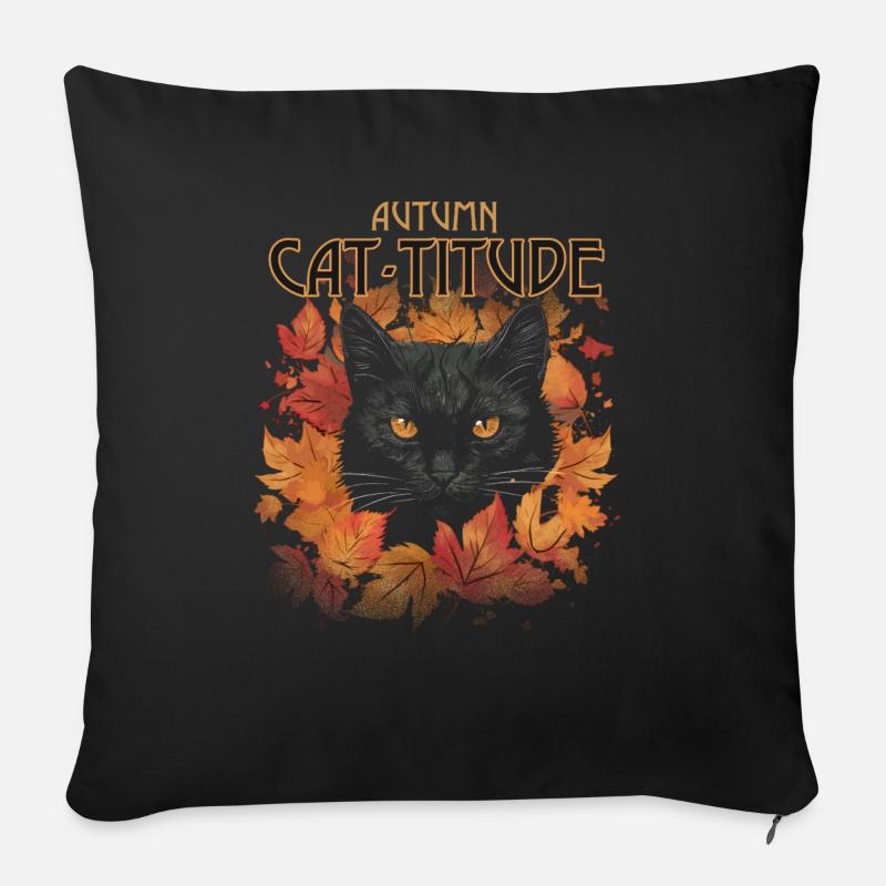 Schwarze Katze - Sofakissen mit Füllung 45 x 45 cm - Schwarz