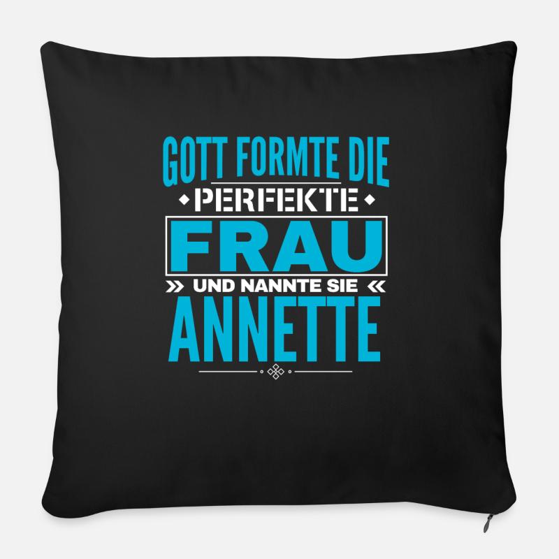 Annette Name Design - Sofakissen mit Füllung 45 x 45 cm - Schwarz