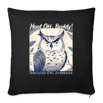 Irritated Owl-Buddy - Sofa pillow with filling 45cm x 45cm - black - Front