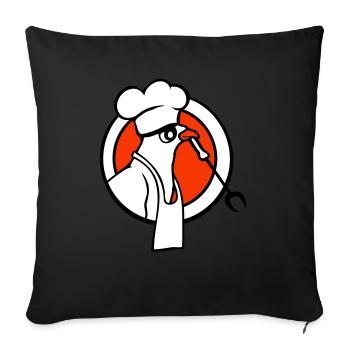 Oiseau griller des saucisses griller délicieusement manger des saucisses - Coussin et housse de 45 x 45 cm - noir - Devant