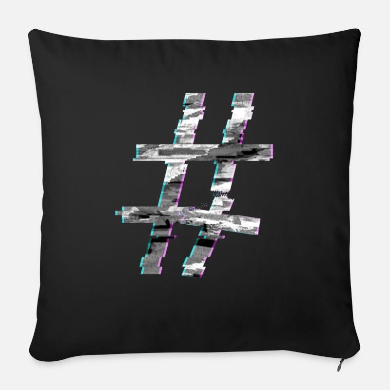 Glitch hashtag - Coussin et housse de 45 x 45 cm - noir