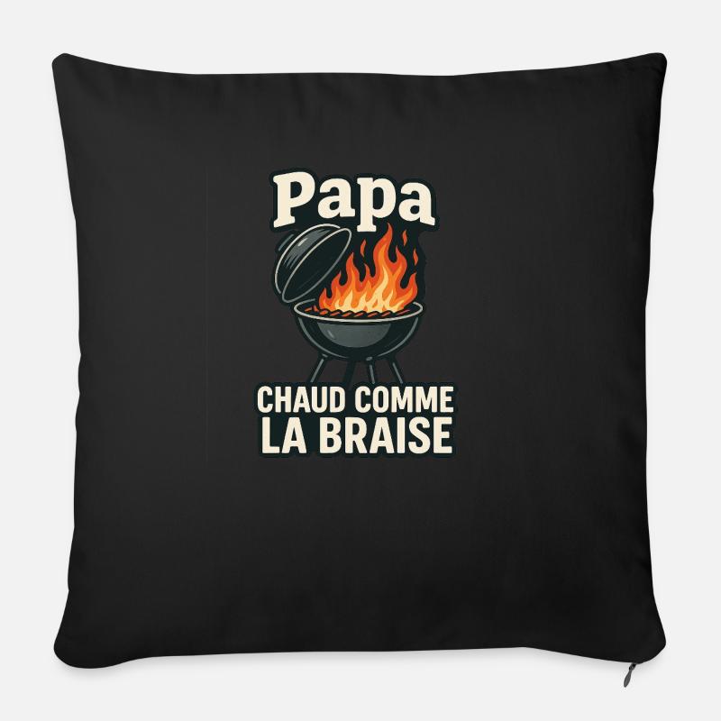 bbq papa - Coussin et housse de 45 x 45 cm - noir