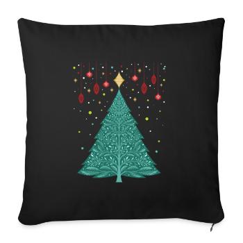 Arbre de Noël T Vintage Arbre de Noël - Coussin et housse de 45 x 45 cm - noir - Devant