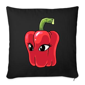 Poivrons Poivrons Légumes Végétarien Cuisinier Chefs - Coussin et housse de 45 x 45 cm - noir - Devant