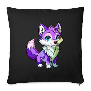 Bébé loup violet - Coussin et housse de 45 x 45 cm - noir - Devant
