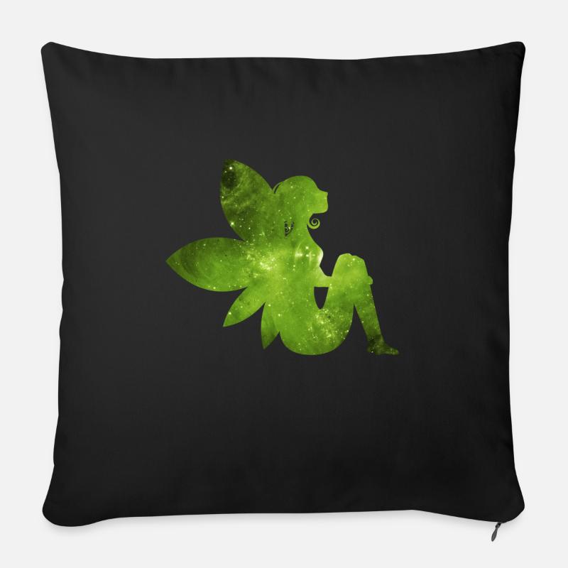Grüne Fee Geschenk Idee Elfe - Sofakissen mit Füllung 45 x 45 cm - Schwarz
