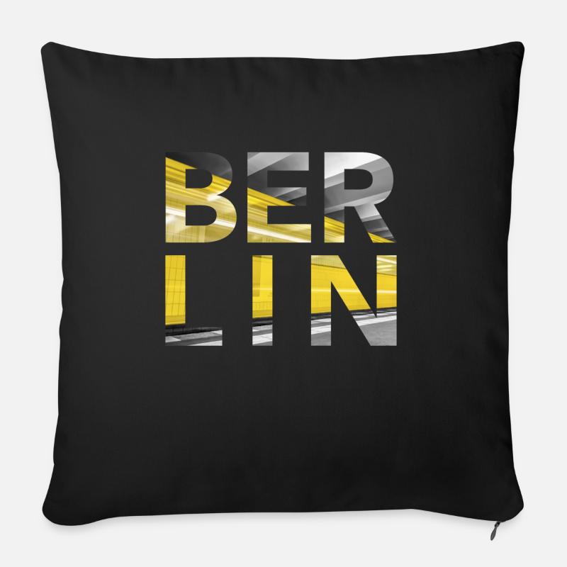Berlin U Bahn - Sofakissen mit Füllung 45 x 45 cm - Schwarz