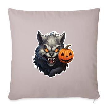 Loup d’Halloween - Coussin et housse de 45 x 45 cm - taupe clair - Devant