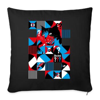 Die Drei ??? Abstraktes Katzen-Design - Sofakissen mit Füllung 45 x 45 cm - Schwarz - Vorne