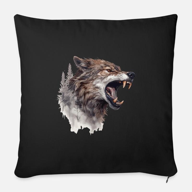 Wolf Wolfskopf Kratzspuren Krallen Wild Wald Jäger - Sofakissen mit Füllung 45 x 45 cm - Schwarz