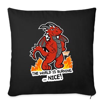 Dragon rouge Le monde est brûlant - Coussin et housse de 45 x 45 cm - noir - Devant
