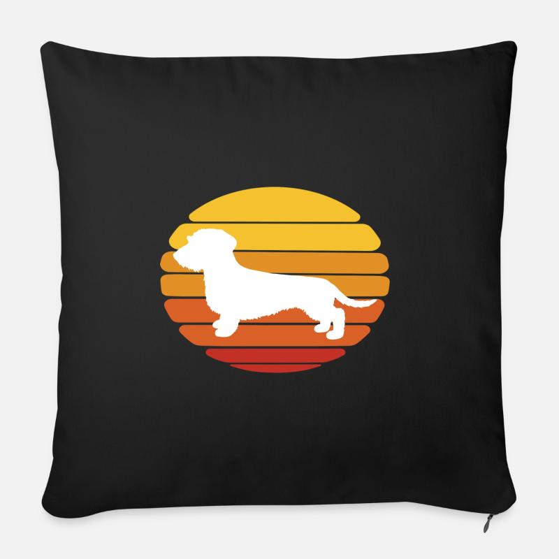 Hund Dackel Sunset Design - Sofakissen mit Füllung 45 x 45 cm - Schwarz