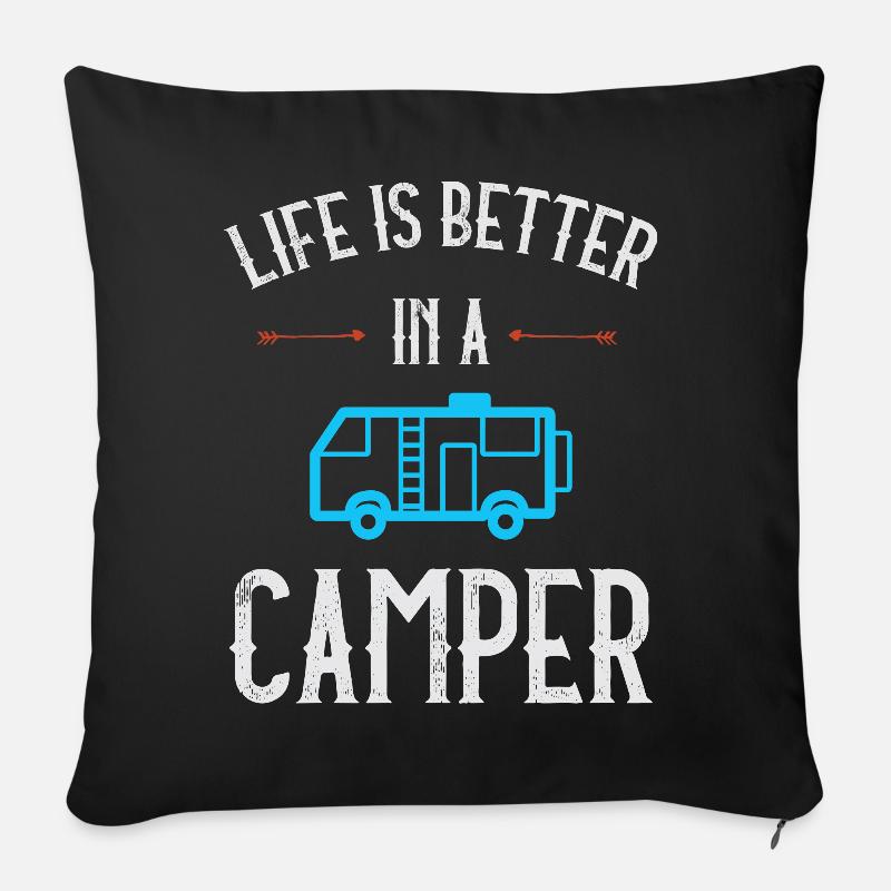 Das Leben ist besser in einem Camper - Sofakissen mit Füllung 45 x 45 cm - Schwarz