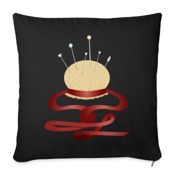 coussin d’épingle nostalgique avec épingles - Coussin et housse de 45 x 45 cm - noir - Devant