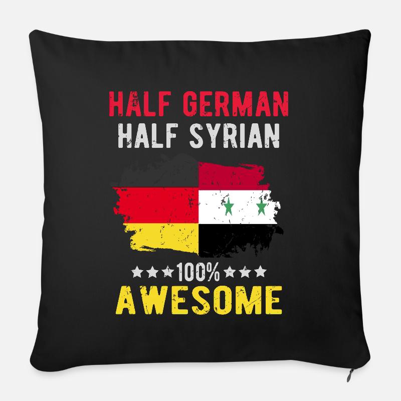 Halb Deutsch Halb Syrier - Sofakissen mit Füllung 45 x 45 cm - Schwarz