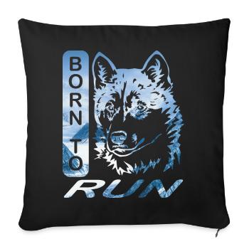 Husky Born to Run Alaska Edition T-Shirt - Sofakissen mit Füllung 45 x 45 cm - Schwarz - Vorne