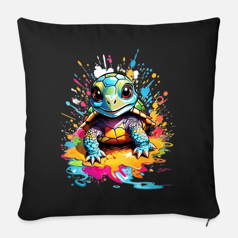 Schildkröte - Sofakissen mit Füllung 45 x 45 cm - Schwarz