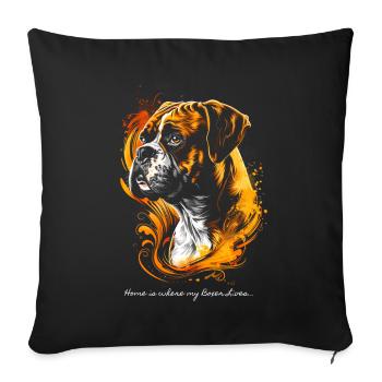 Home is where my Boxer lives... - Sofa pillow with filling 45cm x 45cm - black - Front