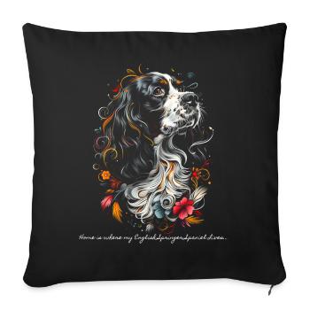 Home is where my English Springer Spaniel lives... - Sofa pillow with filling 45cm x 45cm - black - Front