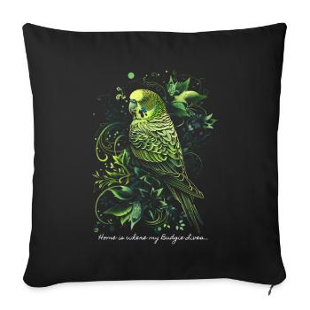 Home is where my Budgie lives... - Sofa pillow with filling 45cm x 45cm - black - Front