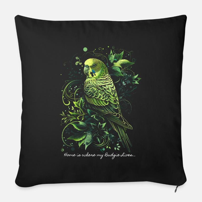 C’est là que vit ma perruche... - Coussin et housse de 45 x 45 cm - noir