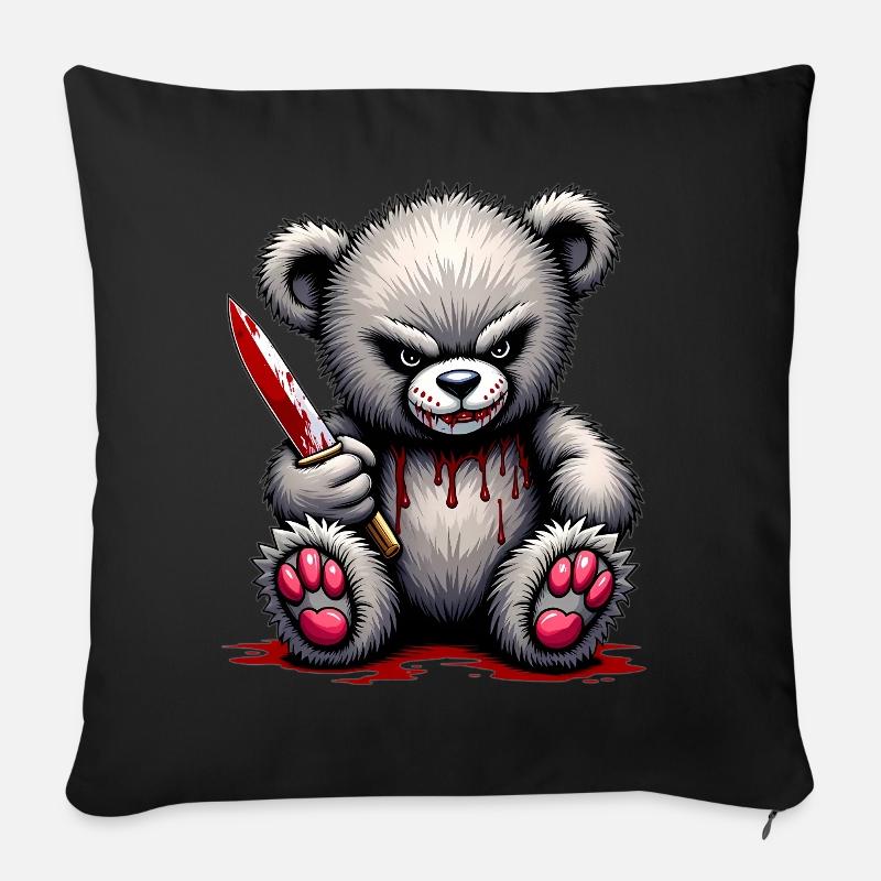 Horror Teddy - Sofa pillow with filling 45cm x 45cm - black