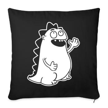 Ondulation de dinosaures – kawaii, dessin animé et joie primitive - Coussin et housse de 45 x 45 cm - noir - Devant