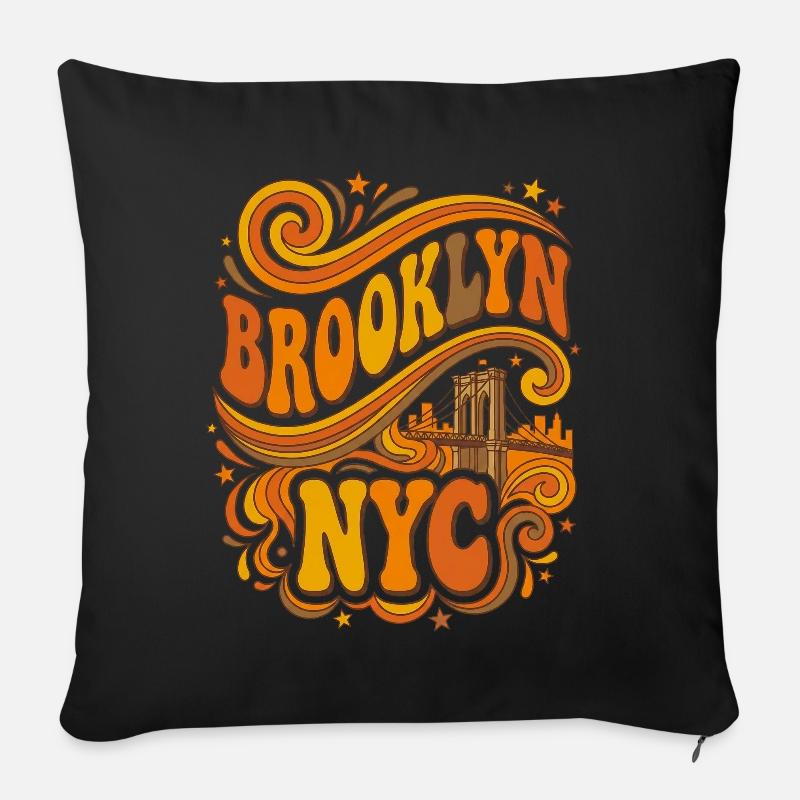 Brooklyn NYC – Retro 70er Bridge Orange - Sofakissen mit Füllung 45 x 45 cm - Schwarz