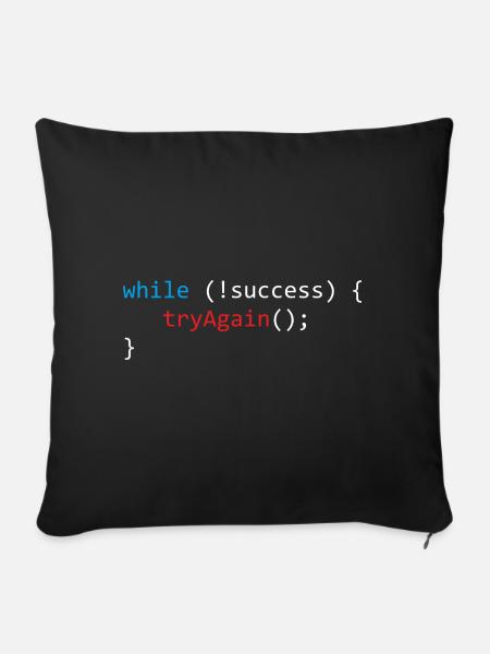 while (!success) – white version - Sofakissen mit Füllung 45 x 45 cm - Schwarz
