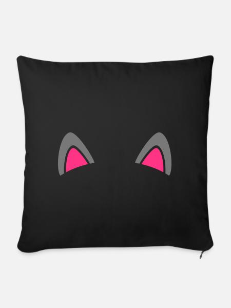 Katzenohren (2-Farbig) v1 - Sofakissen mit Füllung 45 x 45 cm - Schwarz