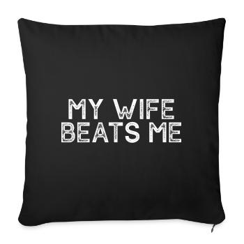 My Wife Beats Me at Every Game Funny Joke Husband - Coussin et housse de 45 x 45 cm - noir - Devant