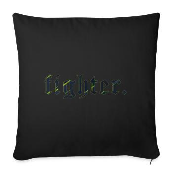 fighter. vintage green lines - Sofa pillow with filling 45cm x 45cm - black - Front