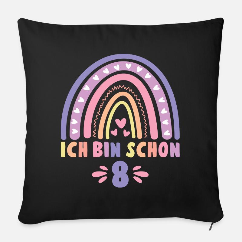Ich bin schon 8 - 8 Geburtstag Mädchen Geschenk - Sofakissen mit Füllung 45 x 45 cm - Schwarz