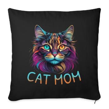 Maman chat - Coussin et housse de 45 x 45 cm - noir - Devant