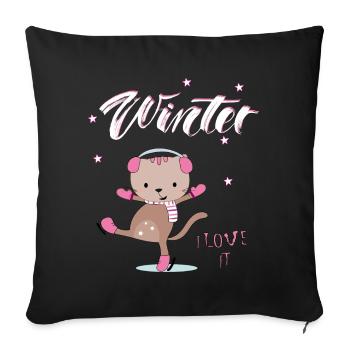 Ice Skating Winter - Sofa pillow with filling 45cm x 45cm - black - Front