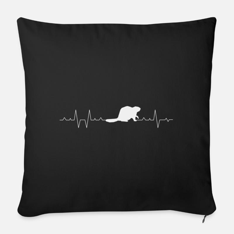 Biber EKG Kurve - Sofakissen mit Füllung 45 x 45 cm - Schwarz
