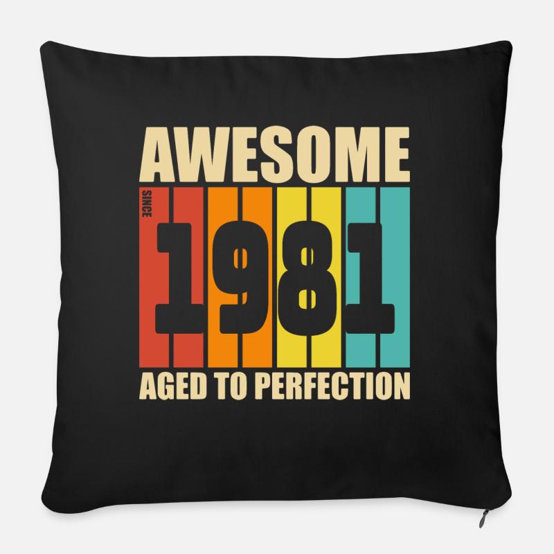 1981 - Sofa pillow with filling 45cm x 45cm - black
