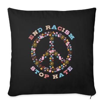 Pas de racisme, pas de haine - Coussin et housse de 45 x 45 cm - noir - Devant