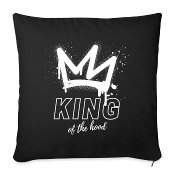 KING of the hood white - Sofa pillow with filling 45cm x 45cm - black - Front