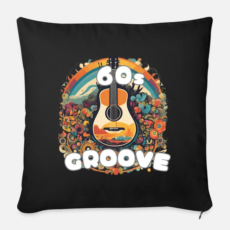 Scène musicale rétro - Coussin et housse de 45 x 45 cm - noir