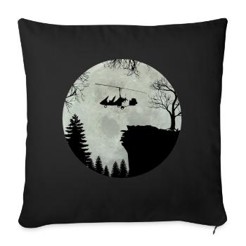 Gyrocopter Tragschauber Mondschein Geschenk (0435) - Sofakissen mit Füllung 45 x 45 cm - Schwarz - Vorne