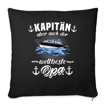 Kapitän Opa Motorboot Geschenk - Sofakissen mit Füllung 45 x 45 cm - Schwarz - Vorne