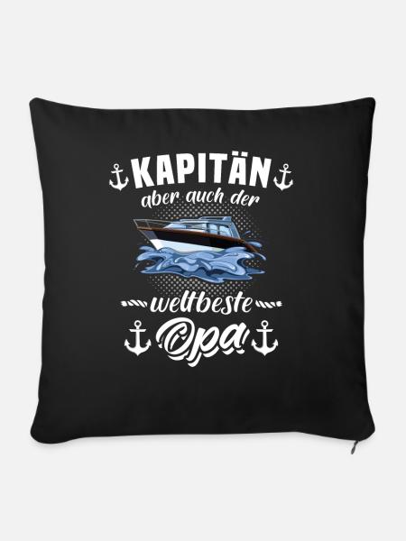 Kapitän Opa Motorboot Geschenk - Sofakissen mit Füllung 45 x 45 cm - Schwarz